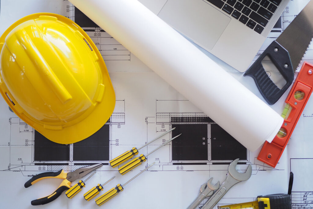 Contractor's desk and engineering team.